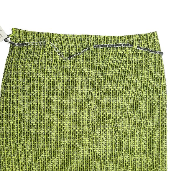 Evan Picone Straight Skirt Womens Size 10 Side Zipper Fashion Belt Green Nubby - Picture 5 of 12
